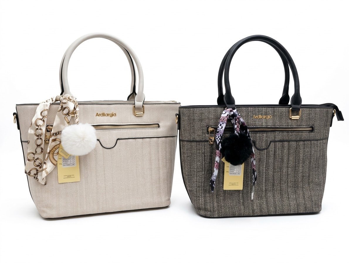 Cartera Tote Gris Tejida. Marroquinería. Punto Aparte