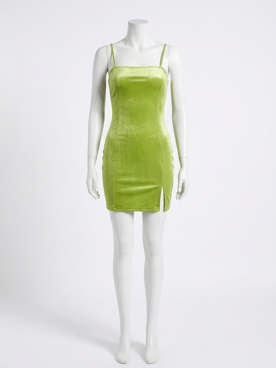 Vestido Verde Satinado. Indumentaria. Punto Aparte