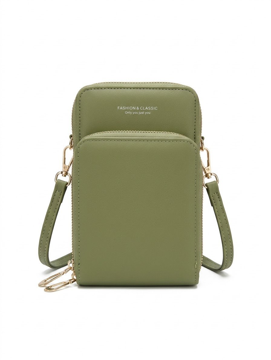 Cartera Porta Celular Verde. Marroquinería. Punto Aparte